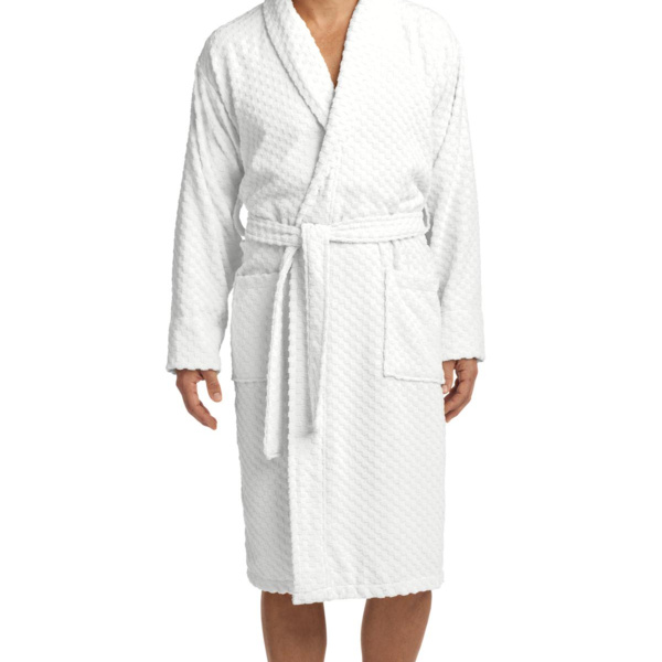 Checkered Terry Shawl Collar Robe Thumbnail
