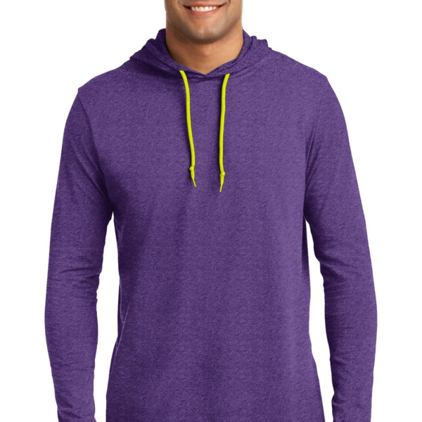 100% Ring Spun Cotton Long Sleeve Hooded T Shirt Thumbnail