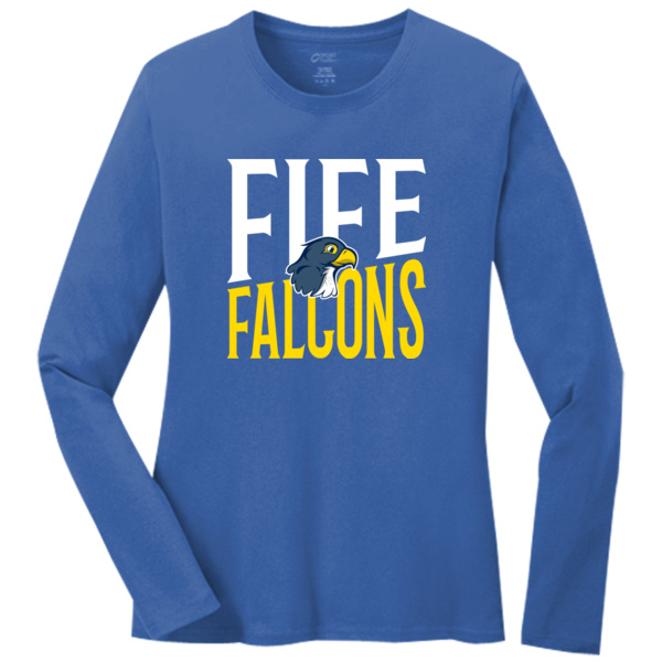 Fife Elementary - Ladies Long Sleeve Core Cotton Tee (new falcons) Thumbnail
